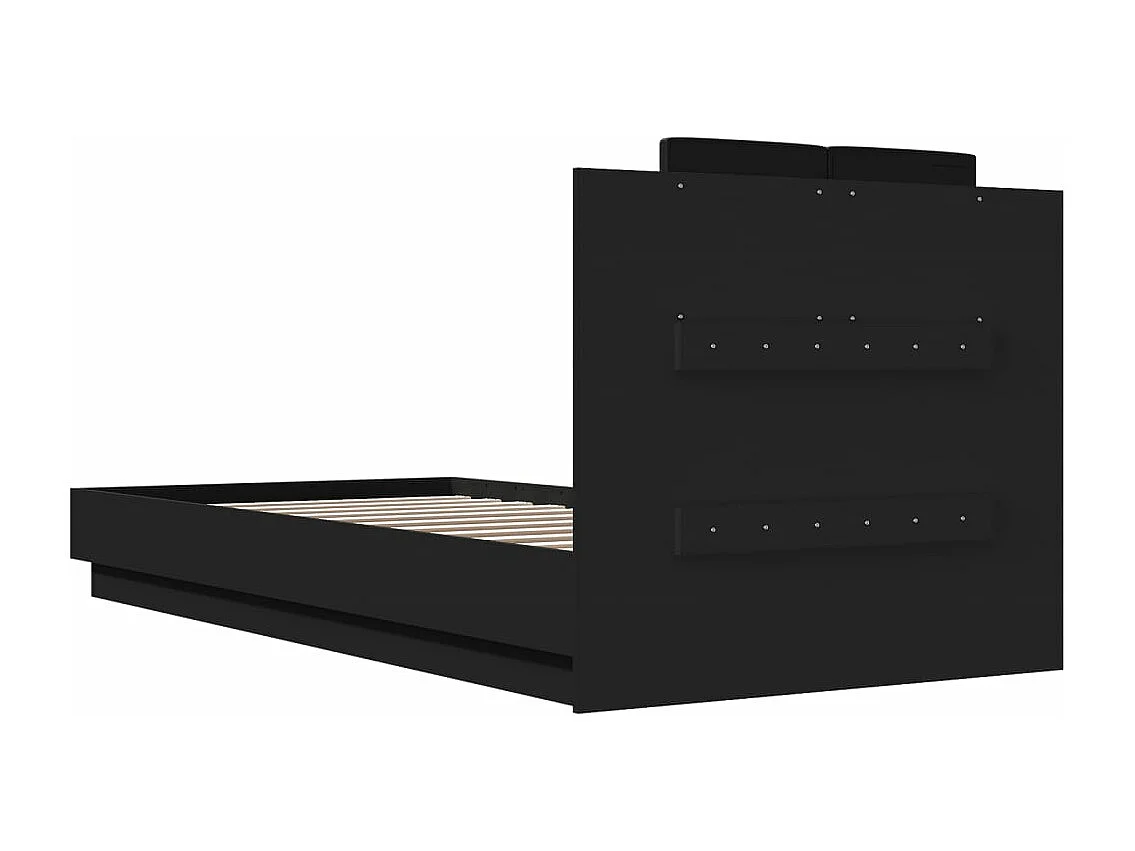 Cadre de lit avec tête de lit et lumières LED noir 100x200