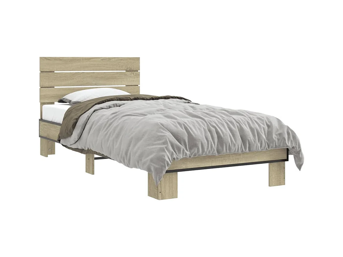 Cadre de lit chêne sonoma 90x200 bois d'ingénierie et métal