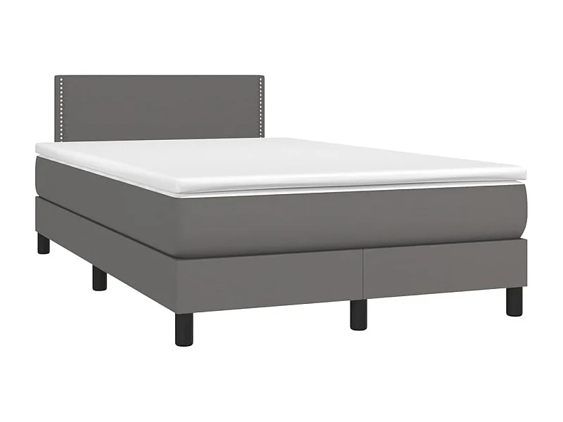 Sommier à lattes de lit matelas LED gris 120x190 similicuir