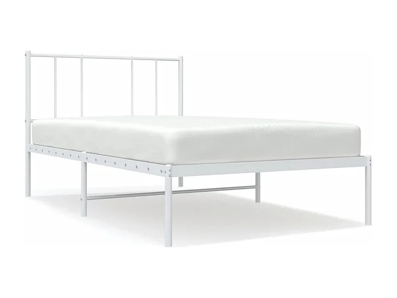 Cadre de lit métal avec tête de lit blanc 100x200