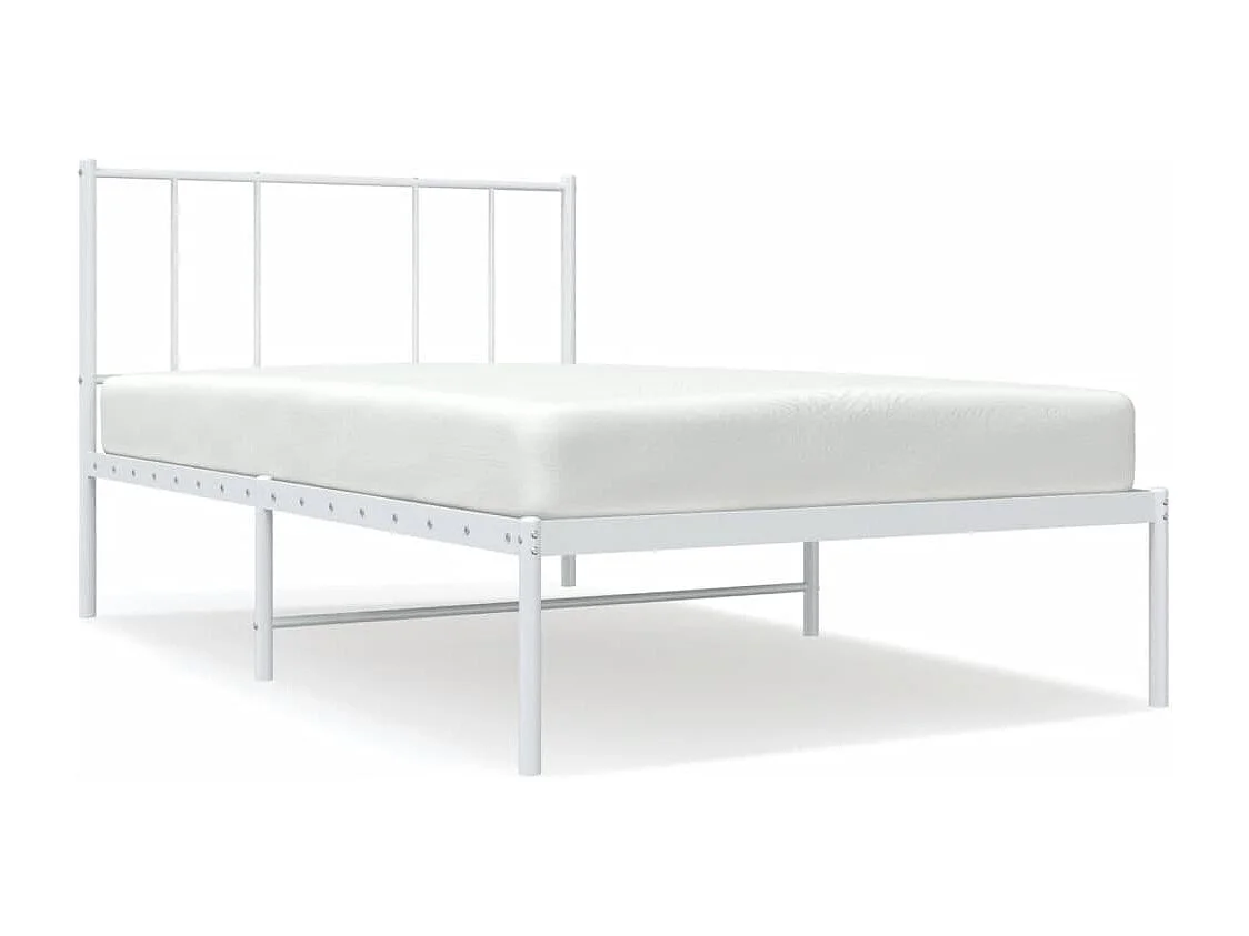 Cadre de lit métal avec tête de lit blanc 100x200