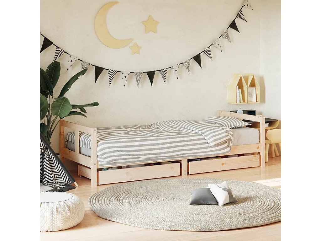 Cadre de lit pour enfants gris 80x200 bois de pin massif