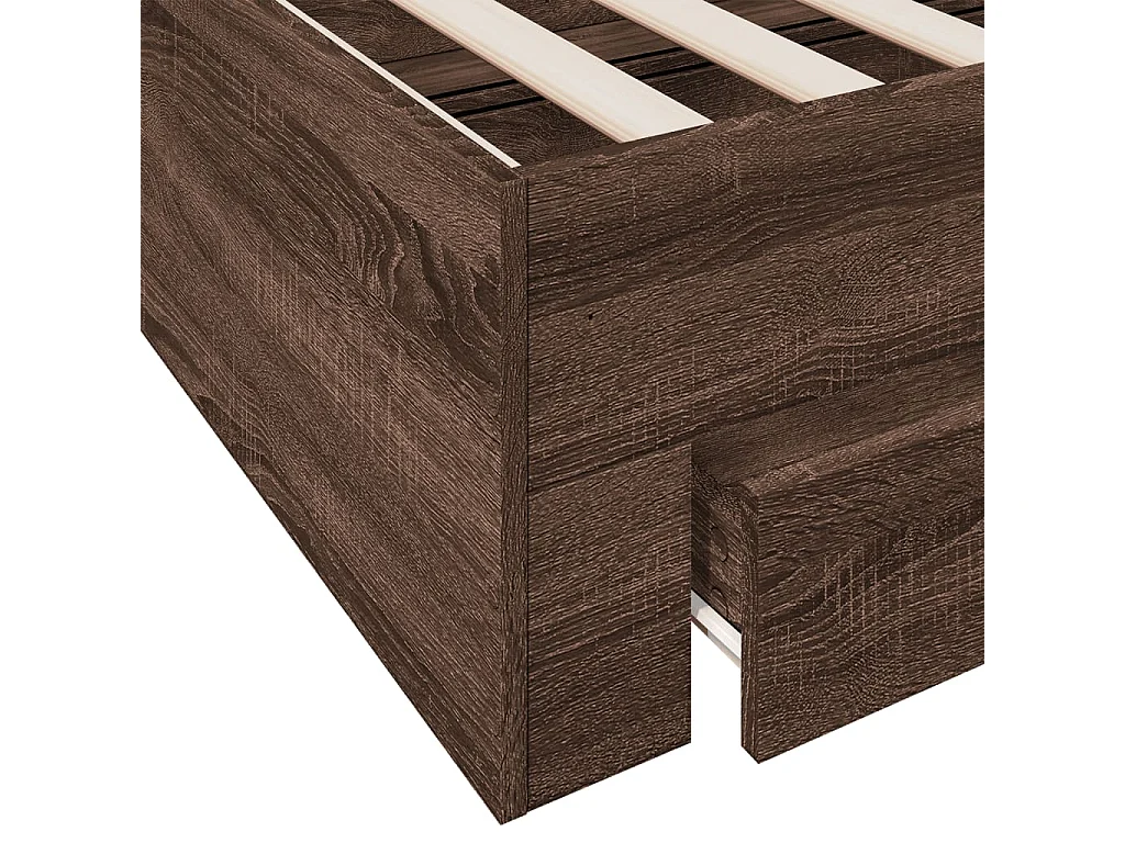 Cadre de lit et tiroirs chêne marron 75x190 bois d'ingénierie
