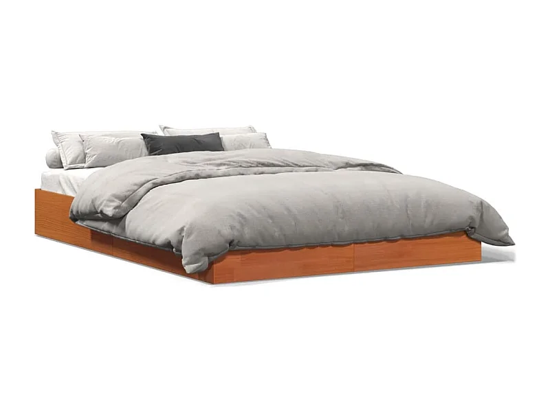 Cadre de lit marron 140x200 bois de pin massif