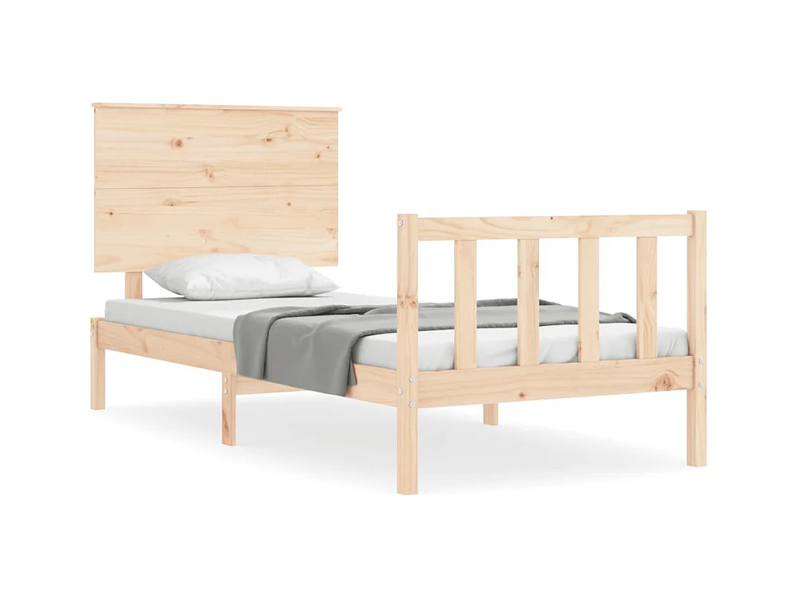 Cadre de lit avec tête de lit petit simple bois massif
