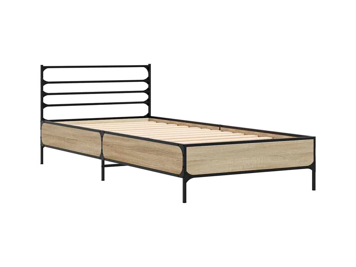 Cadre de lit chêne sonoma 90x200 bois d'ingénierie et métal