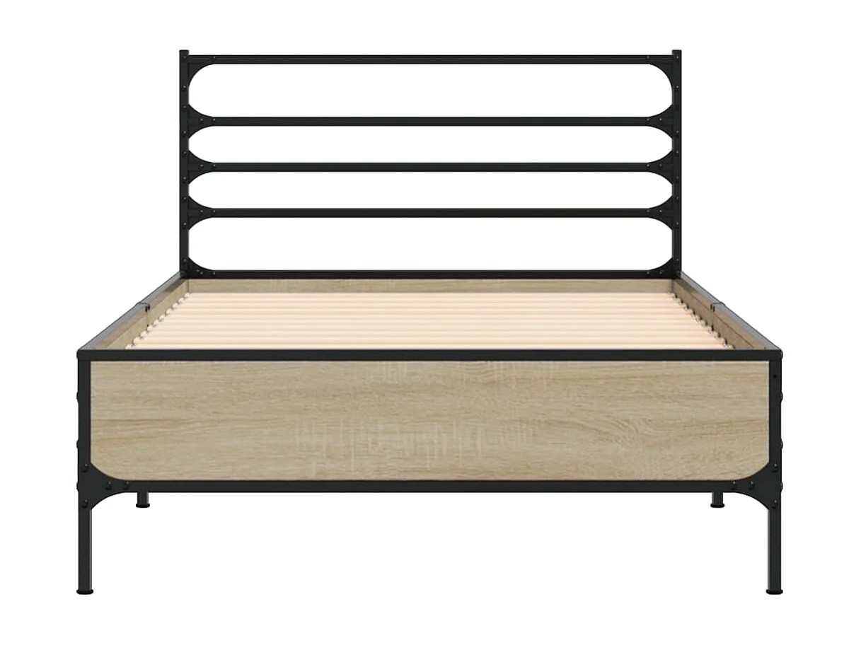 Cadre de lit chêne sonoma 90x200 bois d'ingénierie et métal