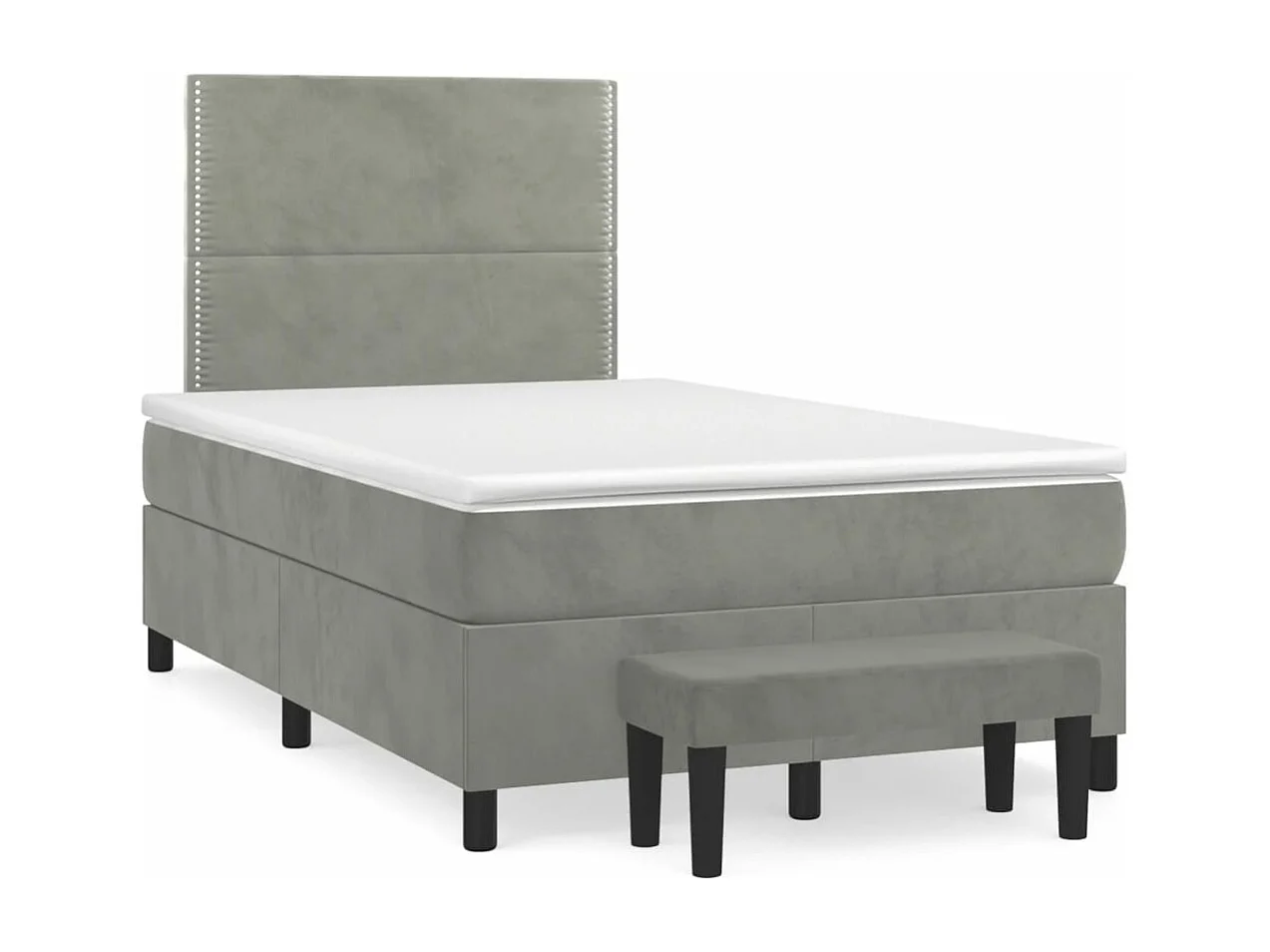 Sommier à lattes de lit et matelas Gris clair 120x200 Velours