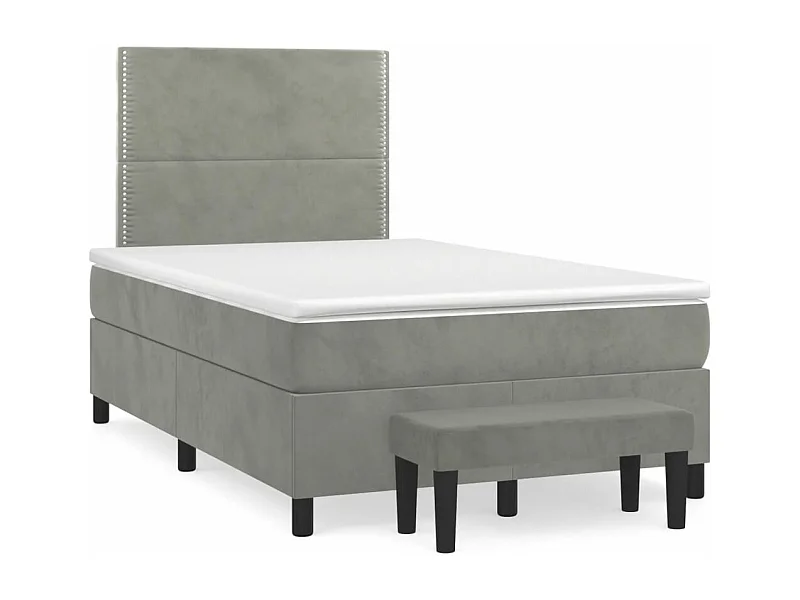 Sommier à lattes de lit et matelas Gris clair 120x200 Velours