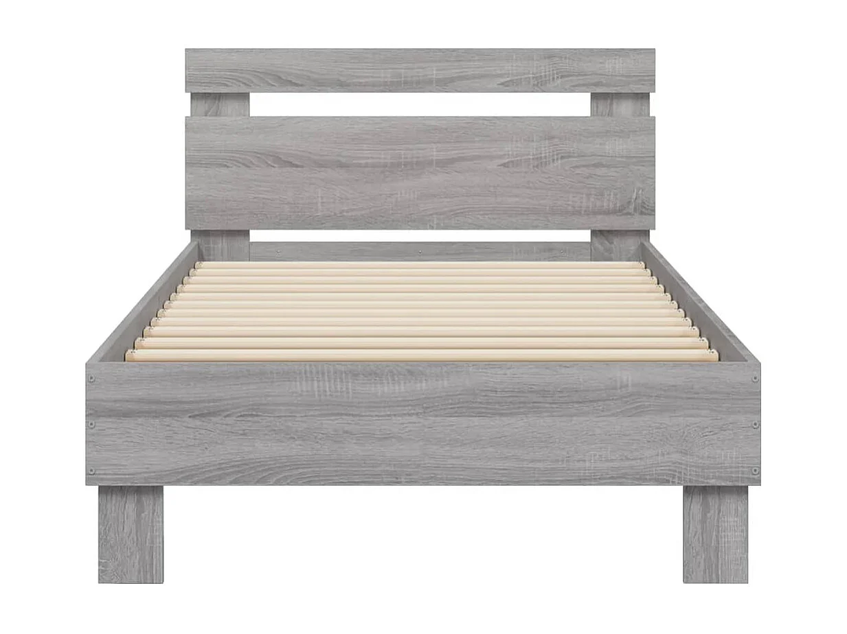 Bedframe met hoofdeinde bewerkt hout grijs sonoma 90x190 cm