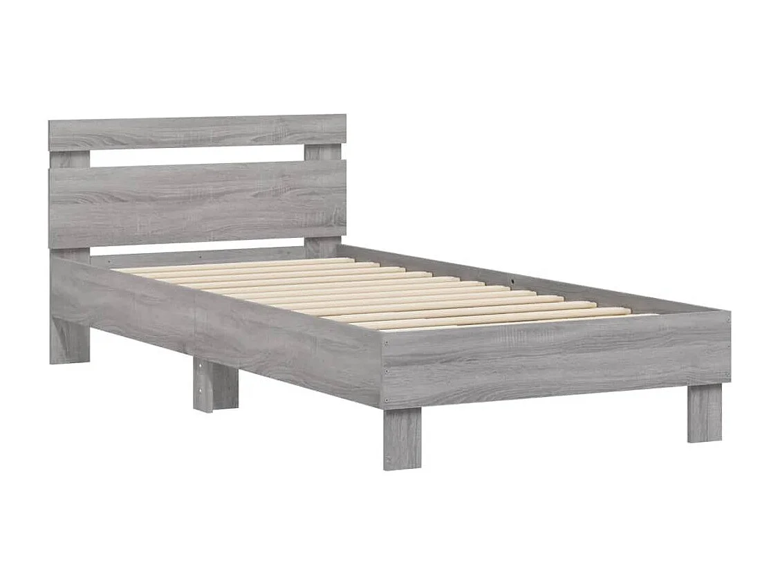 Bedframe met hoofdeinde bewerkt hout grijs sonoma 90x190 cm