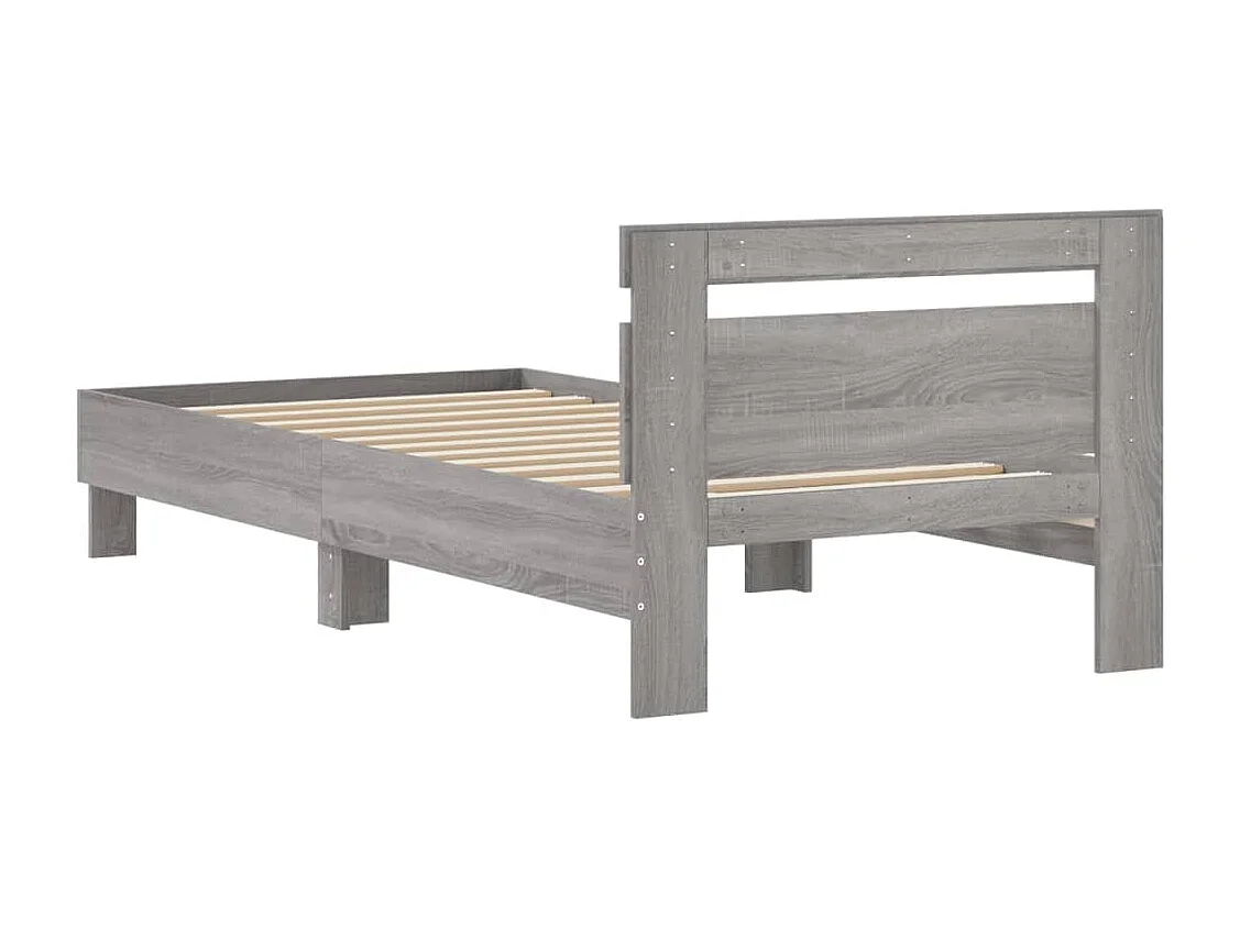Bedframe met hoofdeinde bewerkt hout grijs sonoma 90x190 cm