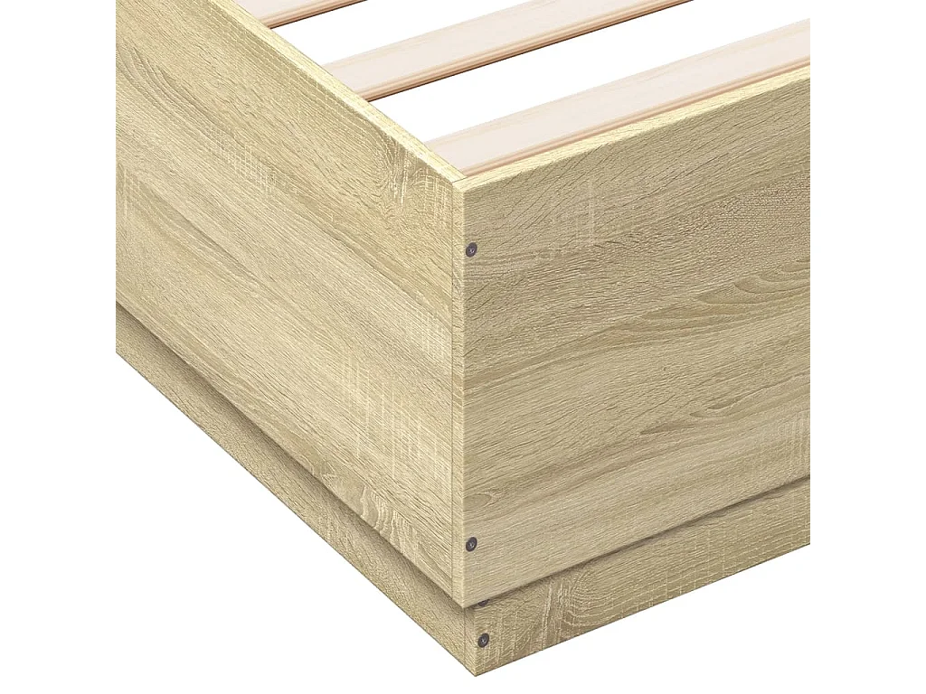 Cadre de lit avec lumières LED chêne sonoma 120x200