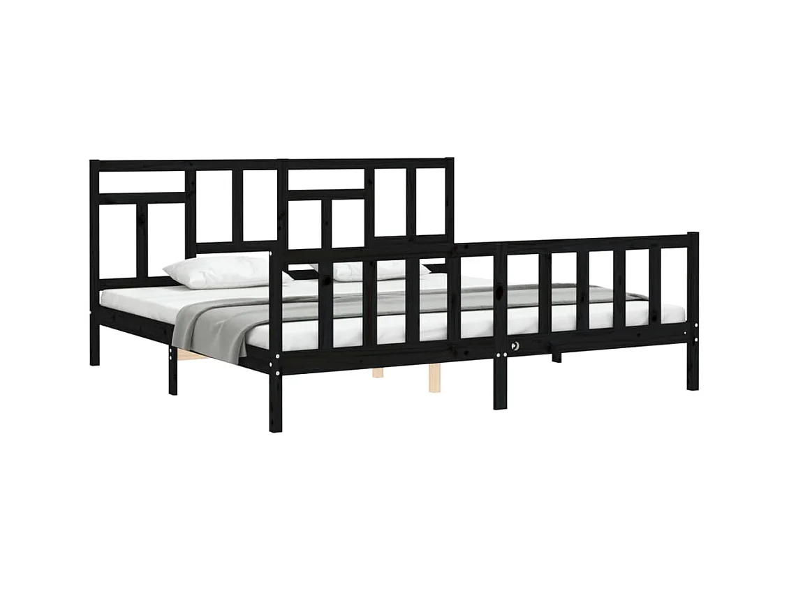vidaXL Estructura de cama con cabecero madera maciza negro 200x200 cm