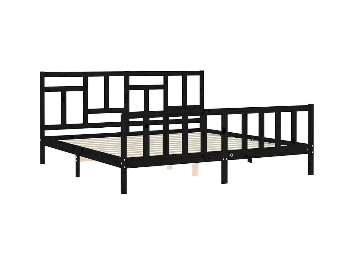 vidaXL Estructura de cama con cabecero madera maciza negro 200x200 cm