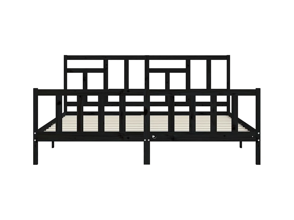 vidaXL Estructura de cama con cabecero madera maciza negro 200x200 cm