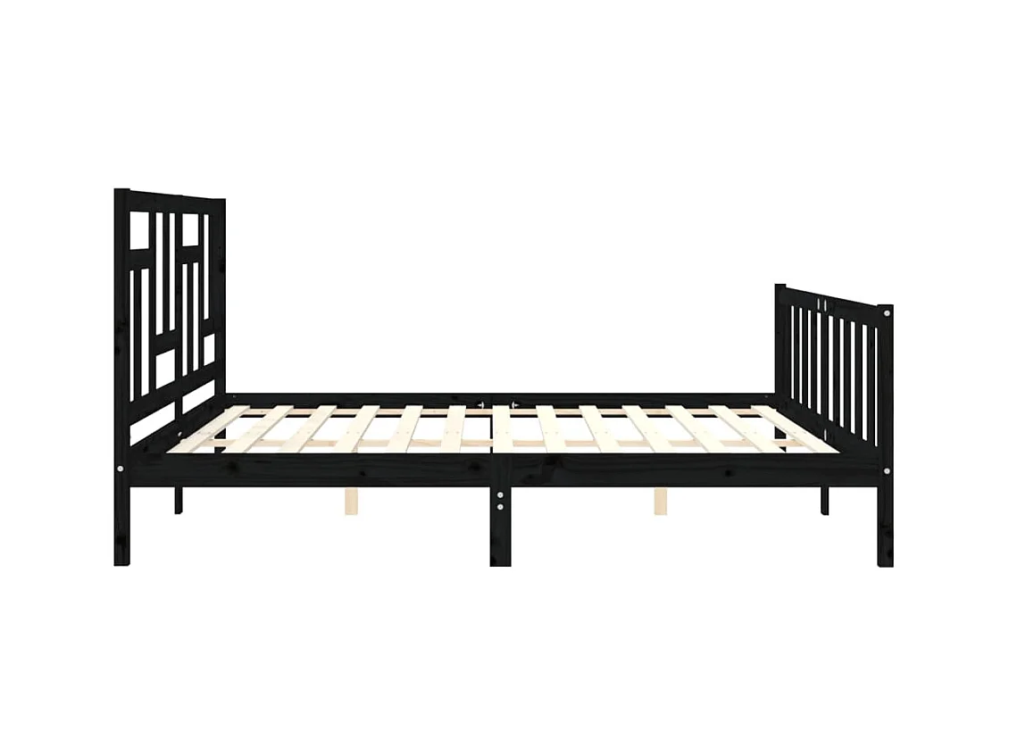 vidaXL Estructura de cama con cabecero madera maciza negro 200x200 cm