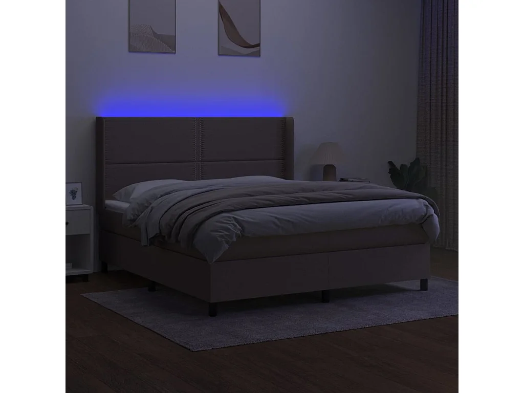 Sommier à lattes de lit matelas LED Taupe 180x200 Tissu