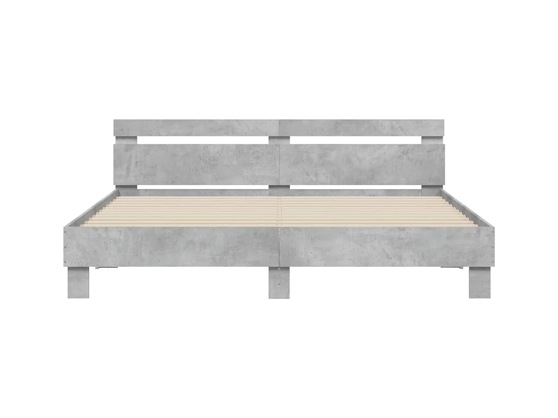 Cadre de lit avec tête de lit gris béton 160x200