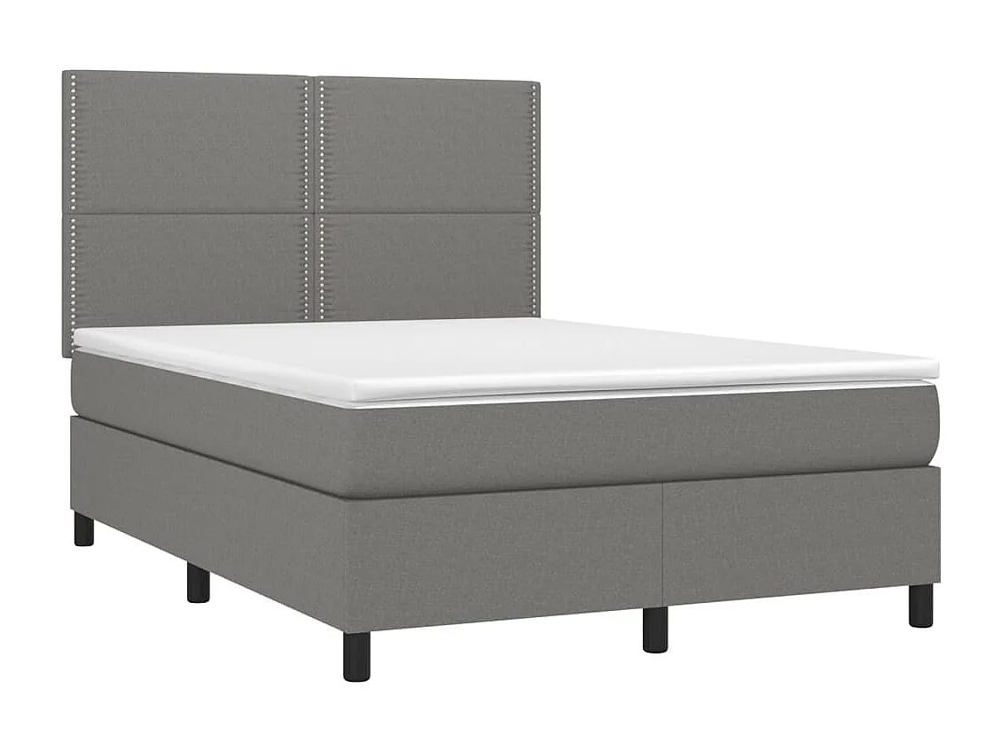 Sommier à lattes de lit et matelas et LED Gris foncé 140x190