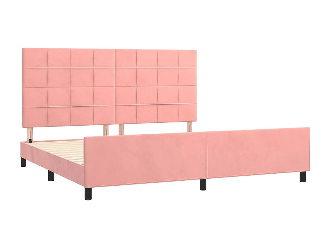 Cadre de lit avec tête de lit Rose 200x200 Velours