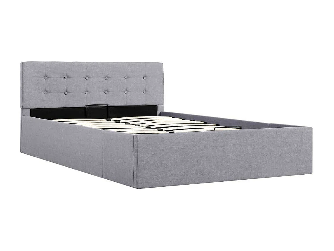 Lit à stockage hydraulique Gris clair Tissu 120x200