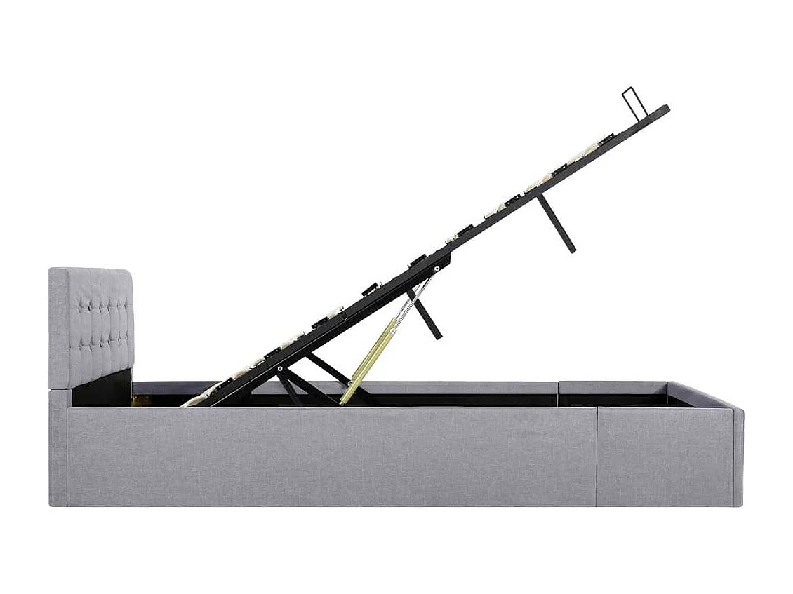 Lit à stockage hydraulique Gris clair Tissu 120x200