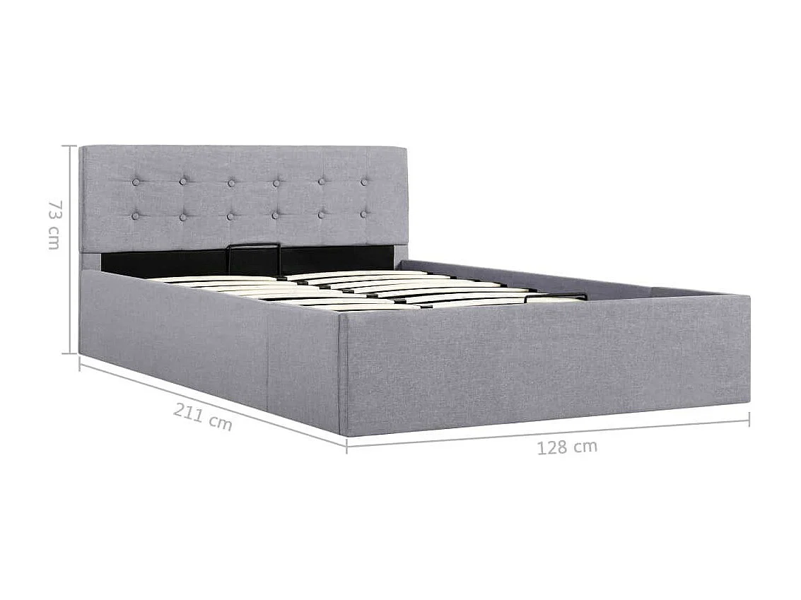 Lit à stockage hydraulique Gris clair Tissu 120x200