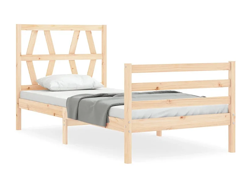 Cadre de lit avec tête de lit simple bois massif