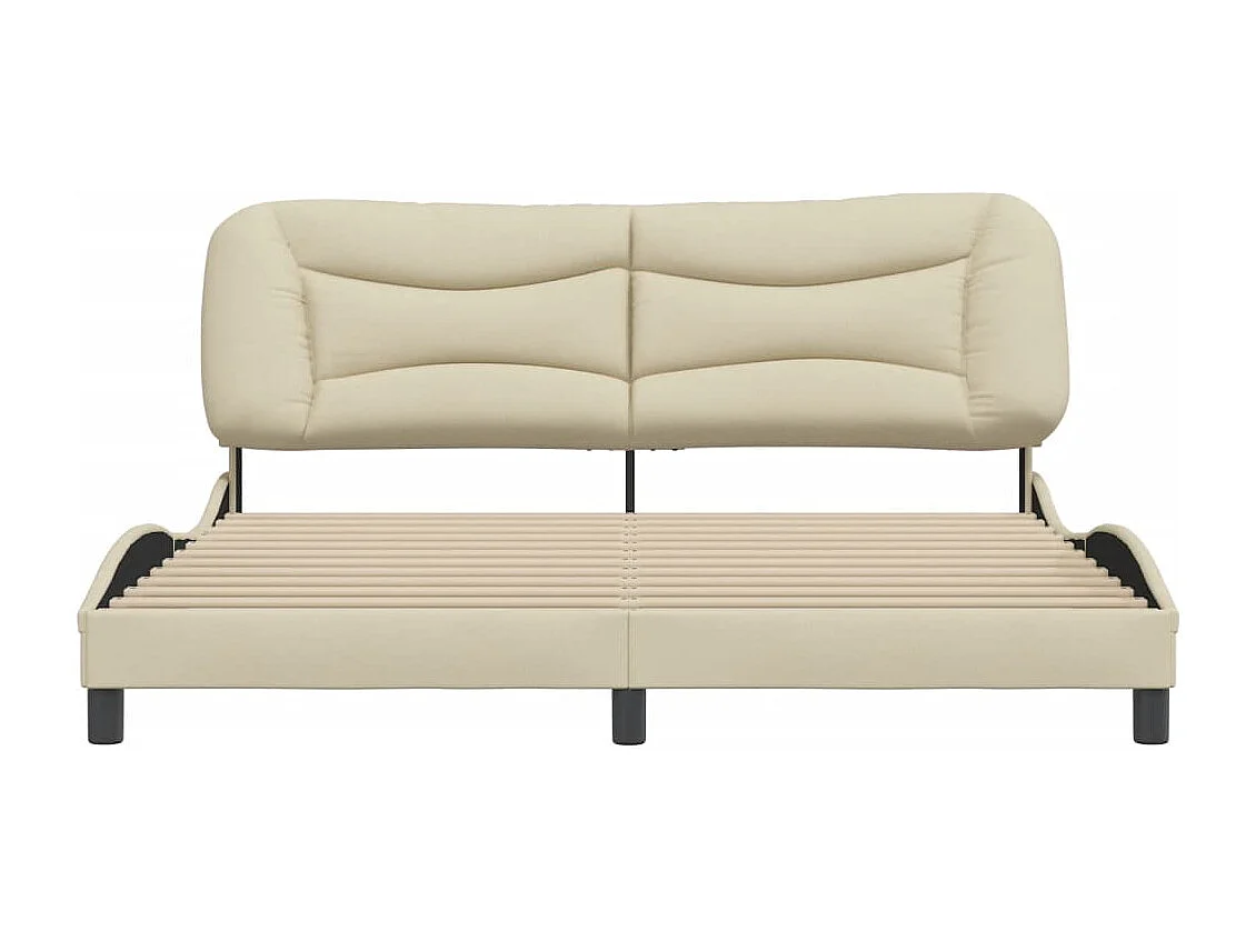Cadre de lit avec tête de lit Crème 180x200 Tissu