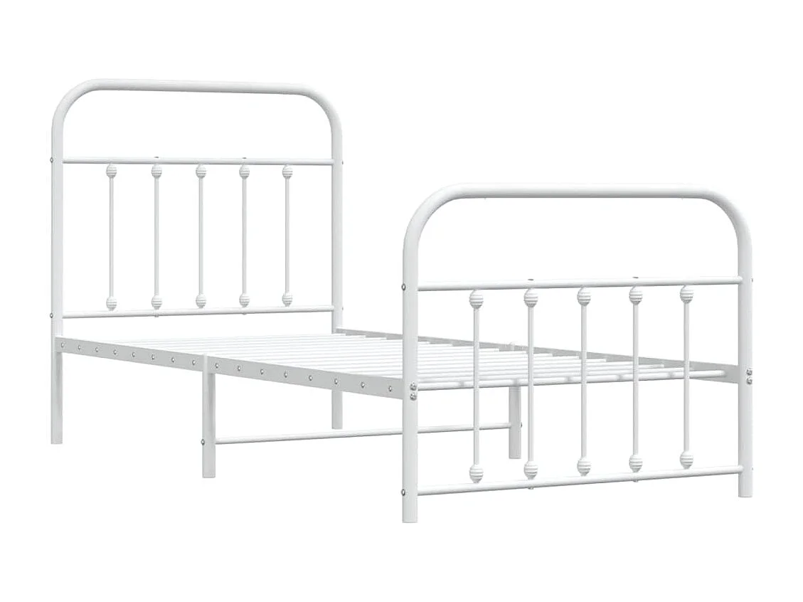 Cadre de lit métal avec tête de lit-pied de lit blanc 90x190
