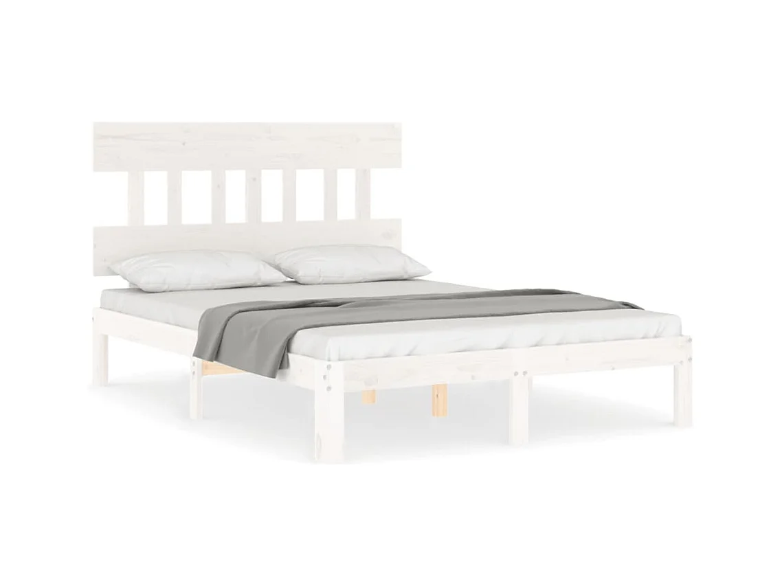 Cadre de lit avec tête de lit blanc 140x190 bois massif