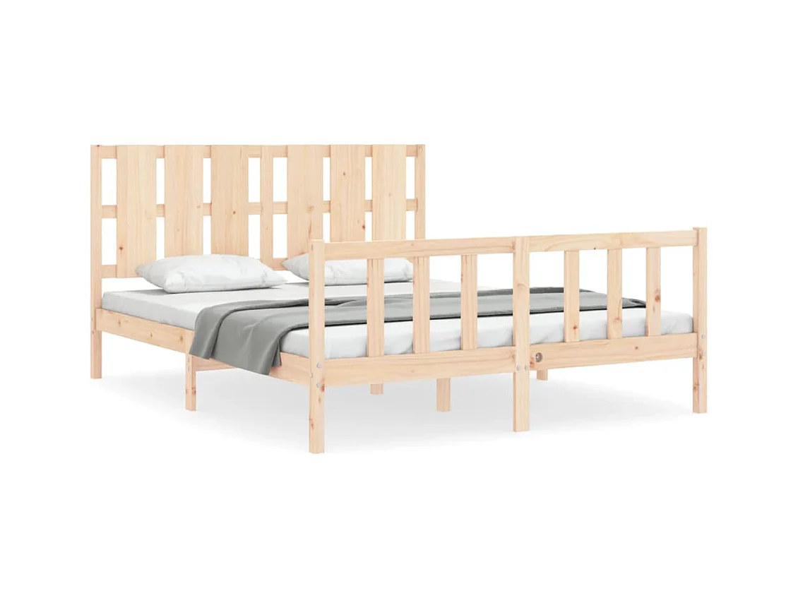 Cadre de lit avec tête de lit 160x200 bois massif