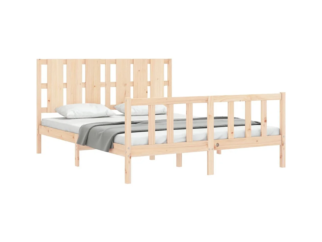 Cadre de lit avec tête de lit 160x200 bois massif