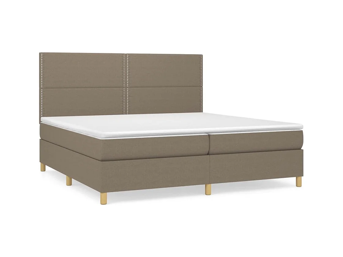 Lit à sommier tapissier avec matelas Taupe 200x200 Tissu 2