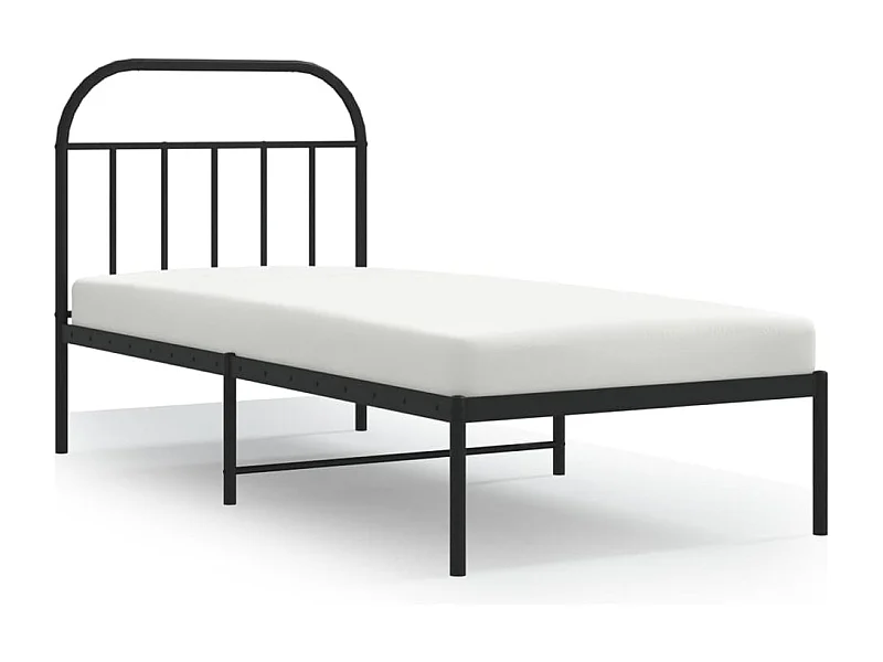 Cadre de lit métal avec tête de lit noir 90x190
