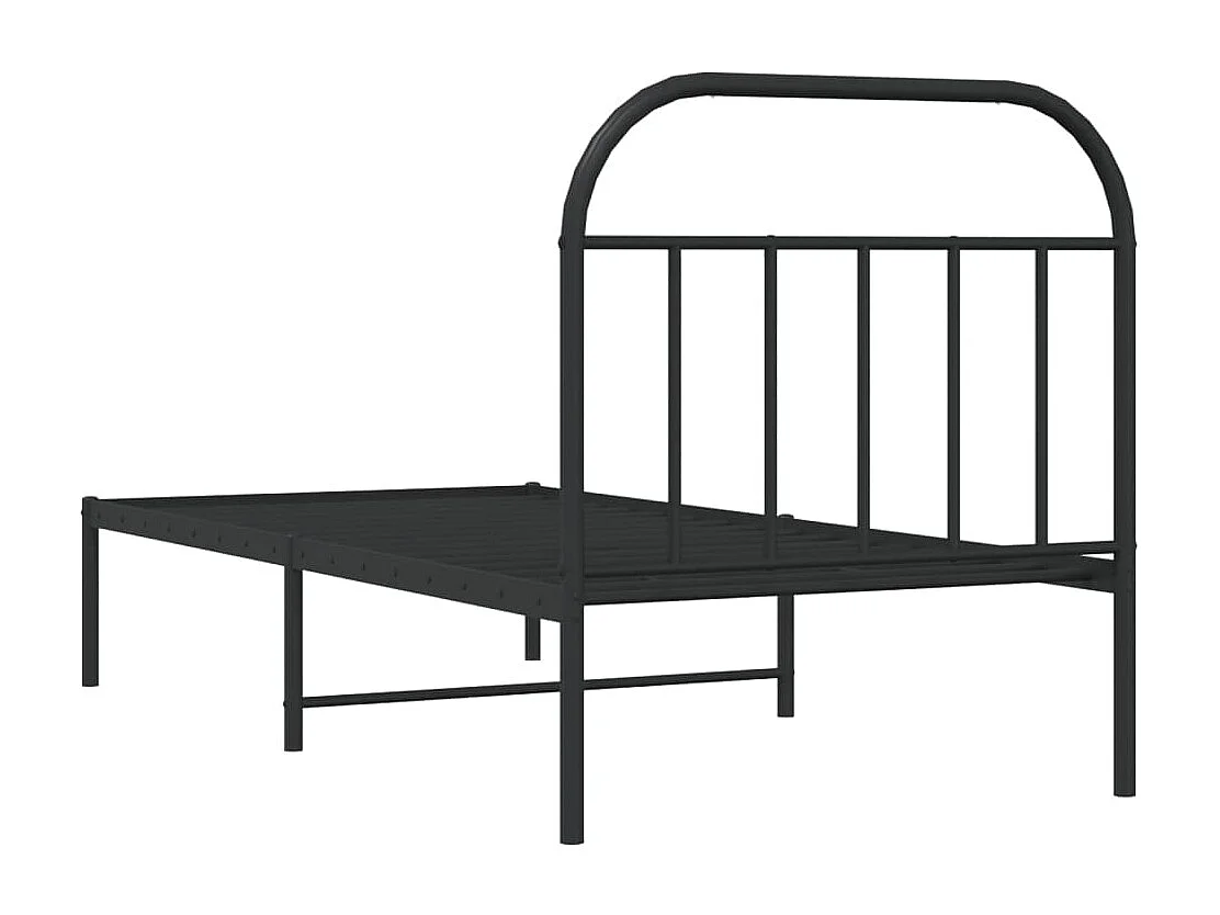 Cadre de lit métal avec tête de lit noir 90x190