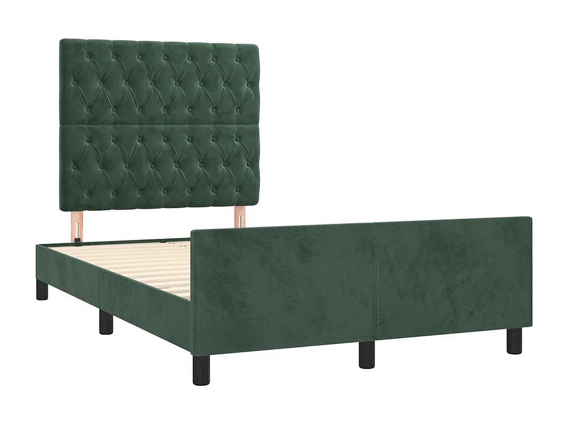 Cadre de lit avec tête de lit vert foncé 120x190 velours