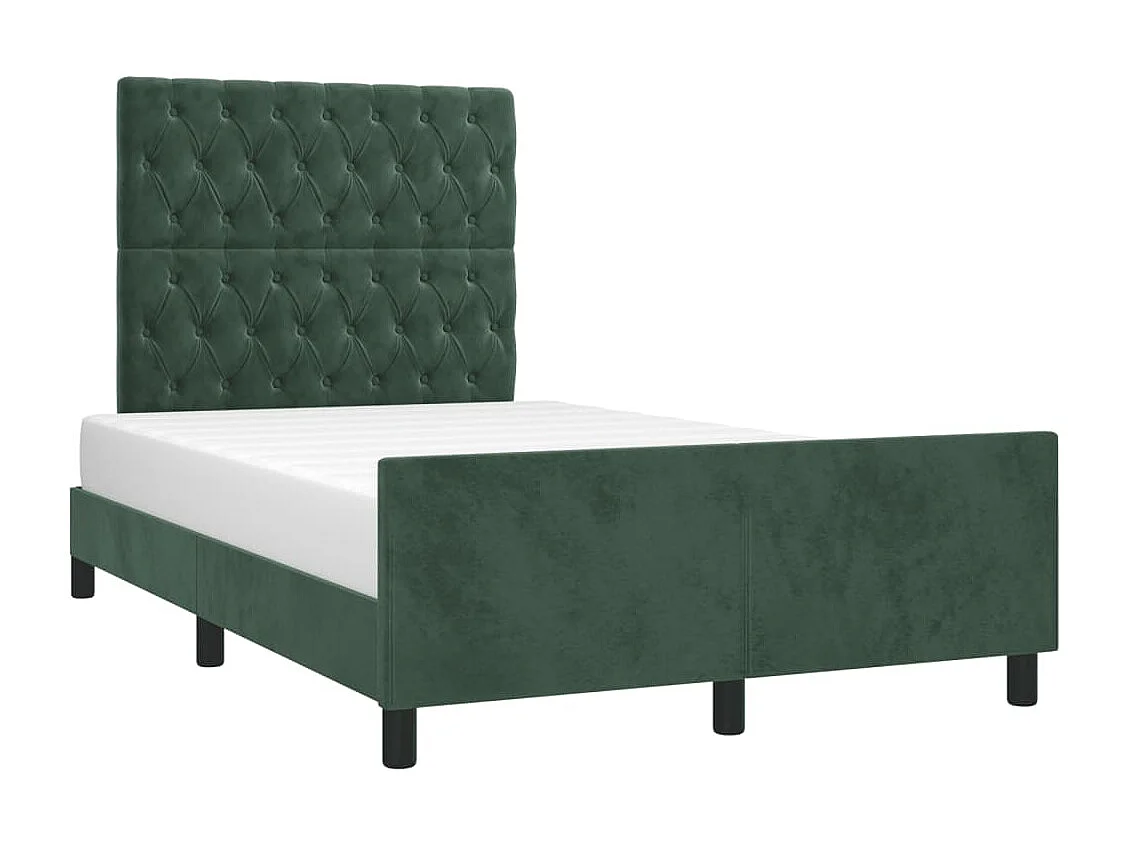 Cadre de lit avec tête de lit vert foncé 120x190 velours