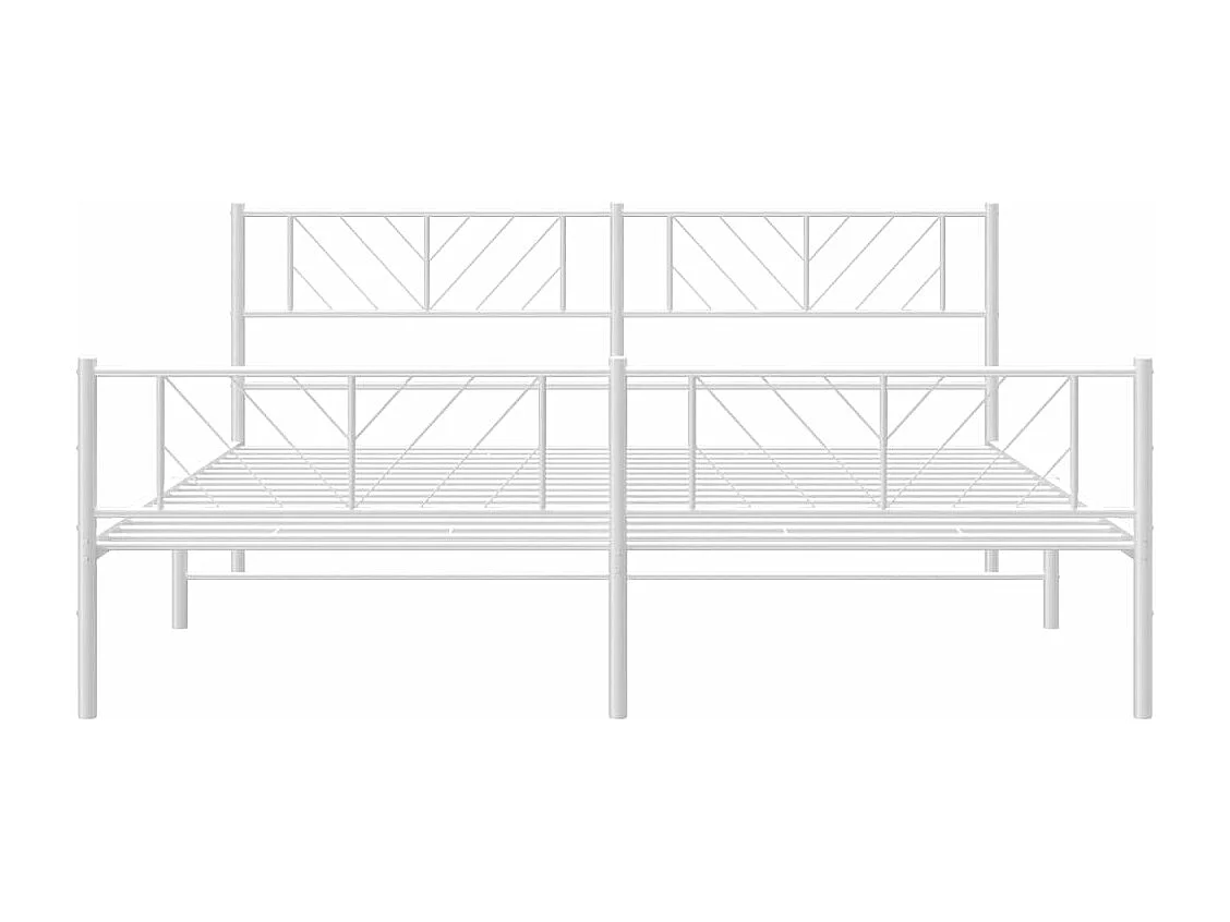 Cadre de lit métal avec tête de lit-pied de lit blanc 183x213