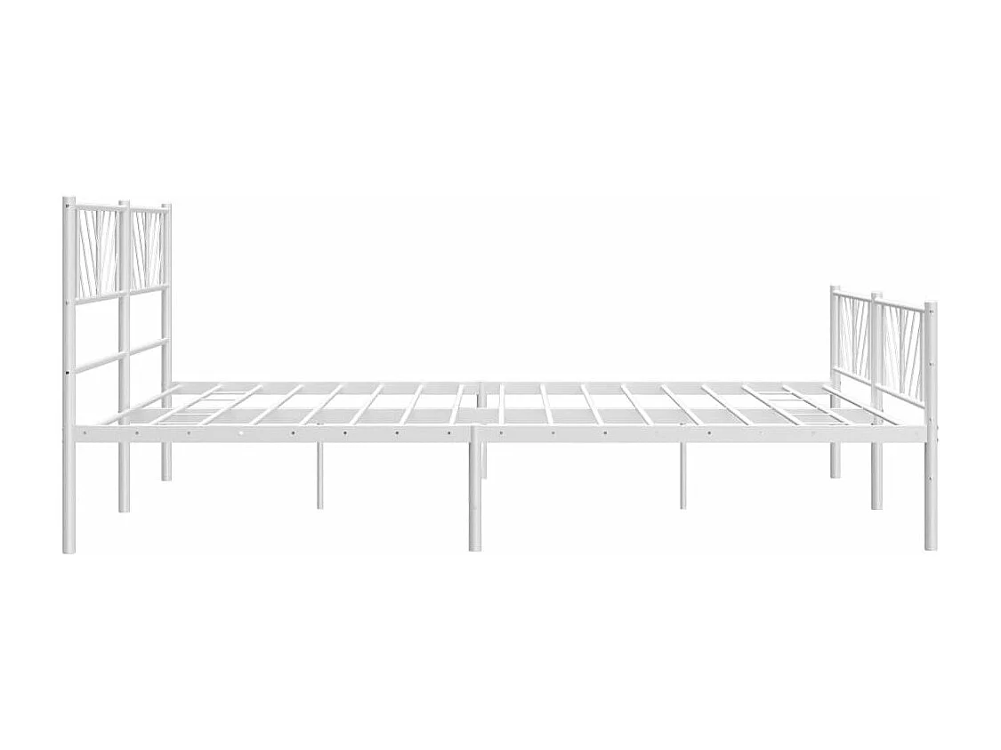 Cadre de lit métal avec tête de lit-pied de lit blanc 183x213