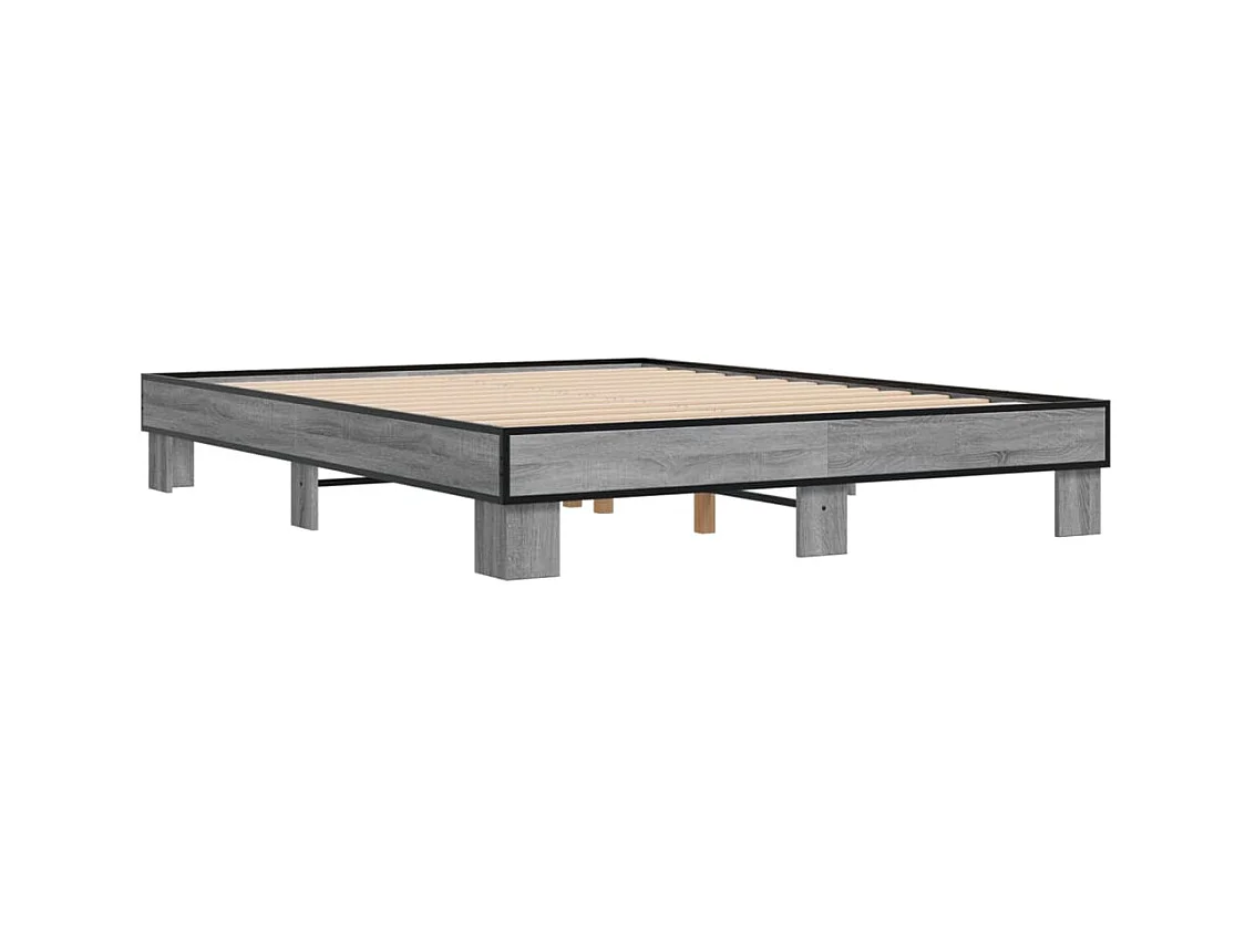 Cadre de lit sonoma gris 150x200 bois d'ingénierie et métal