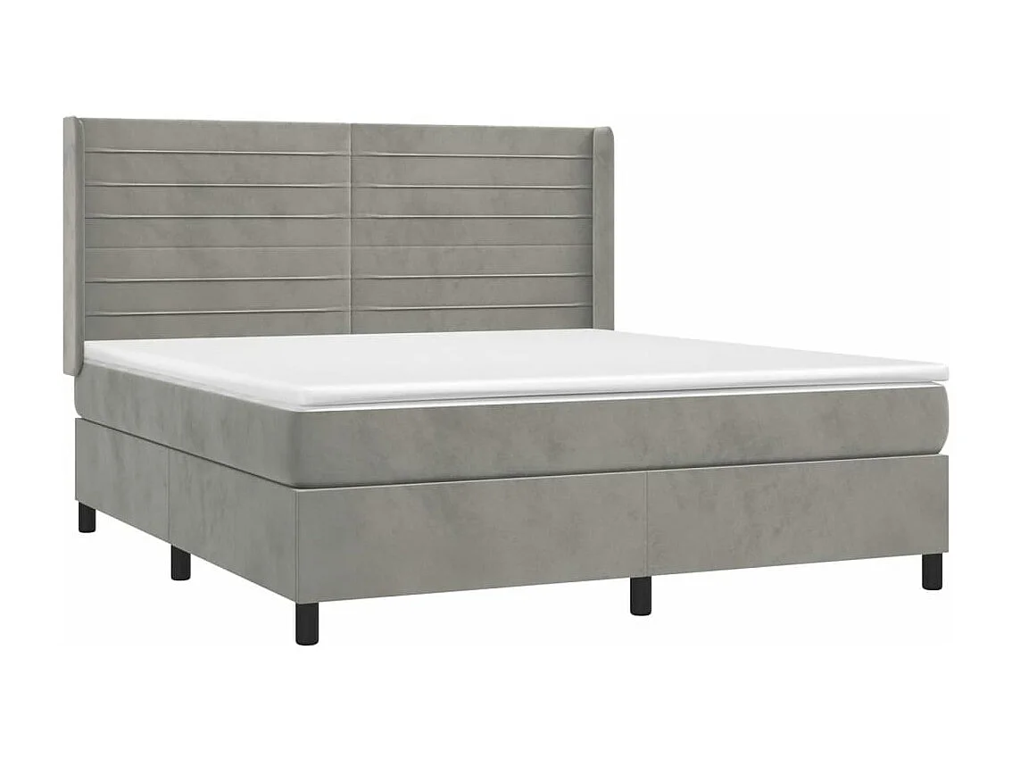 Lit à sommier tapissier matelas et LED Gris clair 160x200 Velours