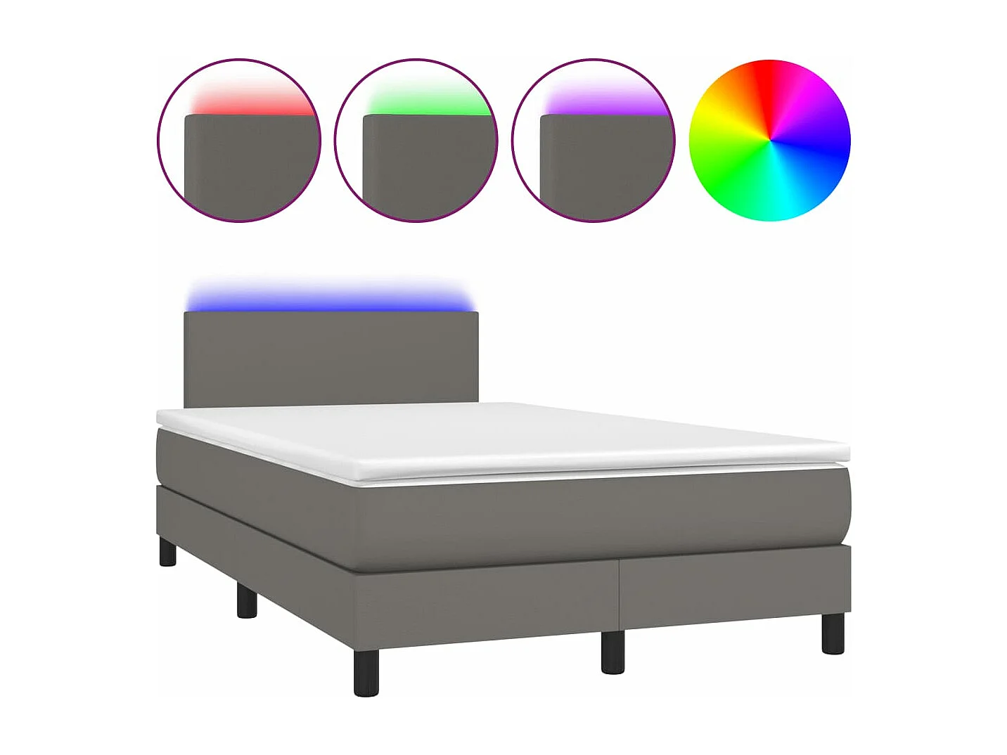 Sommier à lattes de lit matelas LED gris 120x190 similicuir