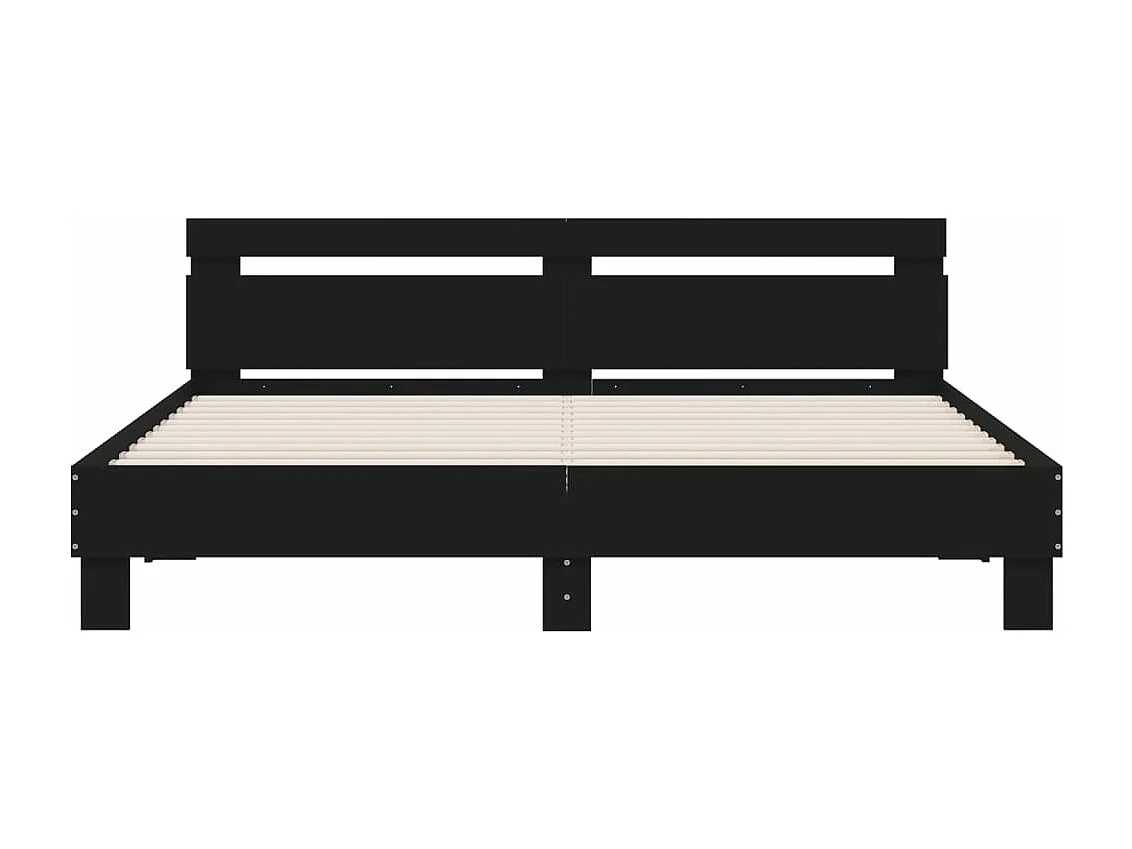Cadre de lit avec tête de lit noir 180x200 bois d'ingénierie