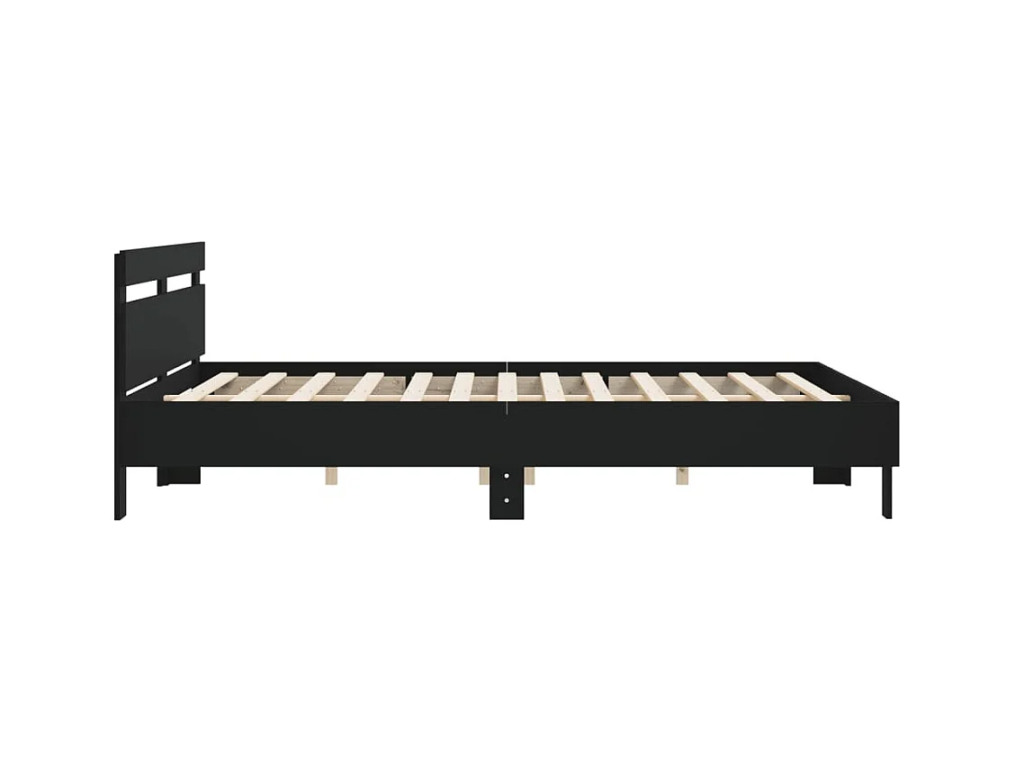 Bedframe met hoofdbord bewerkt hout zwart 180x200 cm