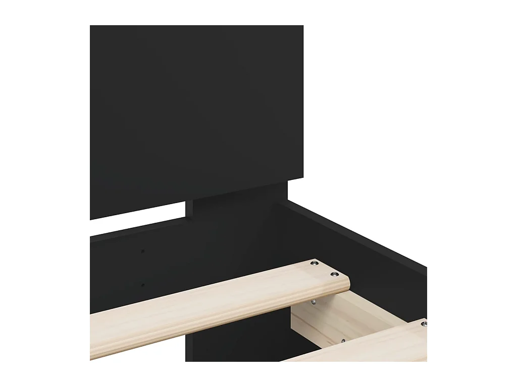 Bedframe met hoofdbord bewerkt hout zwart 180x200 cm
