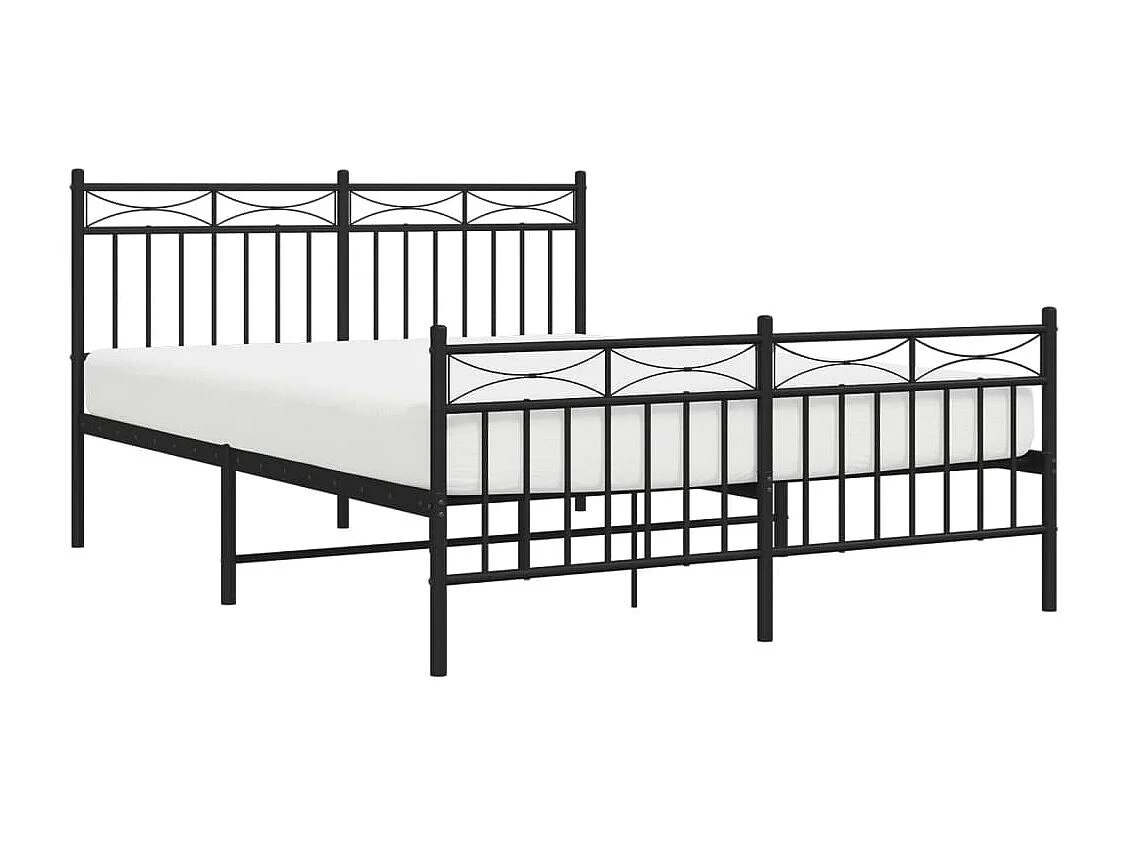 Cadre de lit métal avec tête de lit-pied de lit noir 135x190