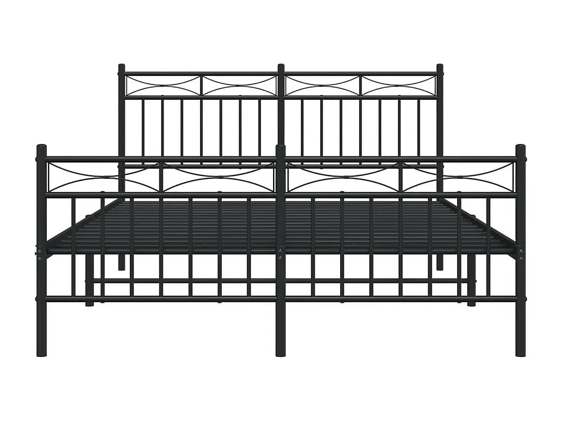 Cadre de lit métal avec tête de lit-pied de lit noir 135x190