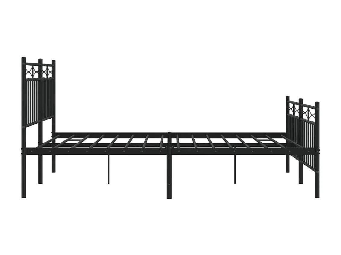 Cadre de lit métal avec tête de lit-pied de lit noir 135x190